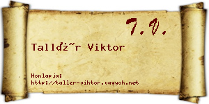 Tallér Viktor névjegykártya